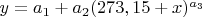 $y = a_1 + a_2(273,15 + x)^{a_3}$