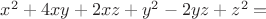 $x^2+4xy+2xz+y^2-2yz+z^2=$
