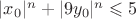 $|x_0|^n+|9y_0|^n\leqslant5$