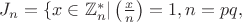 $J_{n}=\{x \in \mathbb{Z}_{n}^{*}|\left(\frac{x}{n}\right)=1,n=pq,$