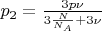 $p_2 = \frac{3p\nu} {3\frac{N} {N_A} + 3\nu}$