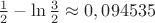 ${1\over2}-\ln{3\over2}\approx0,094535$