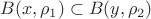 $B(x,\rho_1)\subset{}B(y,\rho_2)$