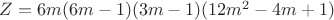 $Z = 6m(6m - 1)(3m - 1)(12m^2 - 4m + 1)$