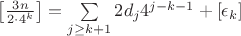 $\left[\frac{3n}{2\cdot 4^k}\right]=\sum\limits_{j \geq k+1}2d_j4^{j-k-1} + [\epsilon _k]$