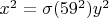 $x^2=\sigma(59^2)y^2$