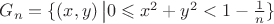 $G_n= \lbrace (x,y)\left| 0 \leqslant x^2+y^2<1-\frac{1}{n}\rbrace$