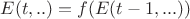 $E(t,..)=f(E(t-1,...))$