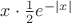 $x\cdot \frac{1}{2}e^{-|x|}$