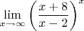 $$\lim\limits_{x \to \infty}\left(\frac {x + 8}{x - 2}\right)^x$$