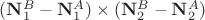 $(\mathbf N^B_1-\mathbf N^A_1)\times(\mathbf N^B_2-\mathbf N^A_2)$