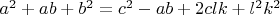 $a^2+ab+b^2=c^2-ab+2clk+l^2k^2$