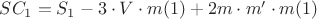 $SC_1 = S_1 - 3 \cdot V \cdot m(1) + 2 m \cdot m' \cdot m(1)$