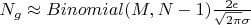 $ N_g \approx Binomial(M, N-1) \frac{2\epsilon}{\sqrt{2\pi}\sigma}$
