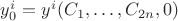 $y_0^i=y^i(C_1,\ldots, C_{2n},0)$