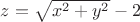 $z=\sqrt{x^2+y^2}-2$