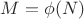 $M = \phi(N)$