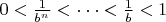 $0 < \frac{1}{b^n} < \cdot \cdot \cdot < \frac{1}{b} < 1$