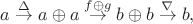$a\stackrel{\Delta}{\rightarrow}a\oplus a\stackrel{f\oplus g}{\rightarrow}b\oplus b\stackrel{\nabla}{\rightarrow}b,$