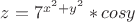 $
z=7^{x^2+y^2}*cos y$