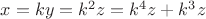 $x=ky=k^2z=k^4z+k^3z$