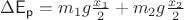 $\Delta\mathsf{E_p}= m_1}g\frac{x_1}{2} + m_2g\frac{x_2}{2}$