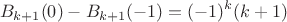 $$B_{k+1}(0)-B_{k+1}(-1)=(-1)^{k}(k+1)$$