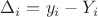 $\Delta_i = y_i - Y_i$