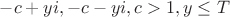 $-c+yi,-c-yi,c>1,y \leq T$