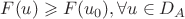 $F(u)\geqslant F(u_0), \forall u\in D_A$