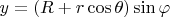 $ y=\left(R+r\cos  \theta  \right)\sin  \varphi  $