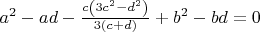 $a^2-a d-\frac{c\left(3 c^2-d^2\right)}{3(c+d)}+b^2-b d=0$