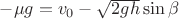 $-\mu g=v_{0}-\sqrt{2gh}\sin\beta$