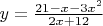 $y = \frac{21 - x - 3x^2}{2x + 12}$
