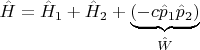 $\hat{H} = \hat{H}_1 + \hat{H}_2 +\underbrace{( - c\hat{p}_1 \hat{p}_2)}_{\hat{W}}$