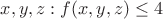 ${x,y,z}:f(x,y,z)\leq 4$