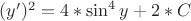 $(y')^2=4*\sin^4 {y} +2*C$