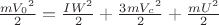 $\[\frac{{m{V_0}^2}}{2} = \frac{{I{W^2}}}{2} + \frac{{3m{V_c}^2}}{2} + \frac{{m{U^2}}}{2}\]$