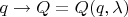 $q\to Q=Q(q,\lambda)$