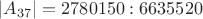 $|A_{37}|=2780150:6635520$