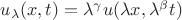 $u_{\lambda}(x,t)=\lambda^\gamma u(\lambda x,\lambda^\beta t)$