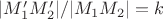$|M'_1 M'_2|/|M_1 M_2|=k$