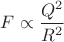 $F\propto\dfrac{Q^2}{R^2}$