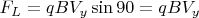 $F_L=qBV_y\sin{90}=qBV_y$