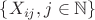 $\{X_{ij}, j\in\mathbb N\}$