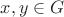 $x,y\in G$