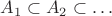 $A_1\subset A_2\subset\ldots$