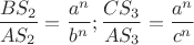 $$\[\frac{{B{S_2}}}{{A{S_2}}} = \frac{{{a^n}}}{{{b^n}}};\frac{{C{S_3}}}{{A{S_3}}} = \frac{{{a^n}}}{{{c^n}}}\]$$