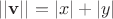 $||\mathbf v|| = |x| + |y|$