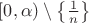 $[0,\alpha)\setminus\left\{\frac 1n\right\}$